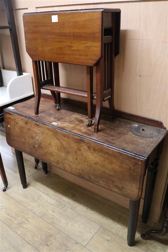 An Edwardian Sutherland table and a George III dropleaf table W.105cm and 53cm